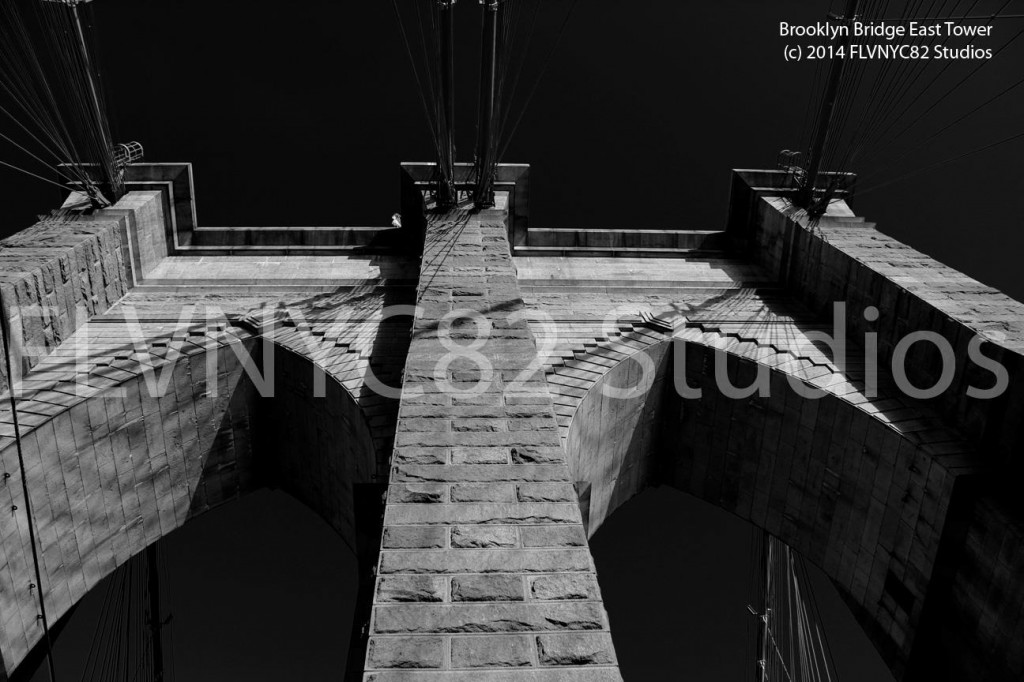 Brooklyn Bridge Tower in B/W